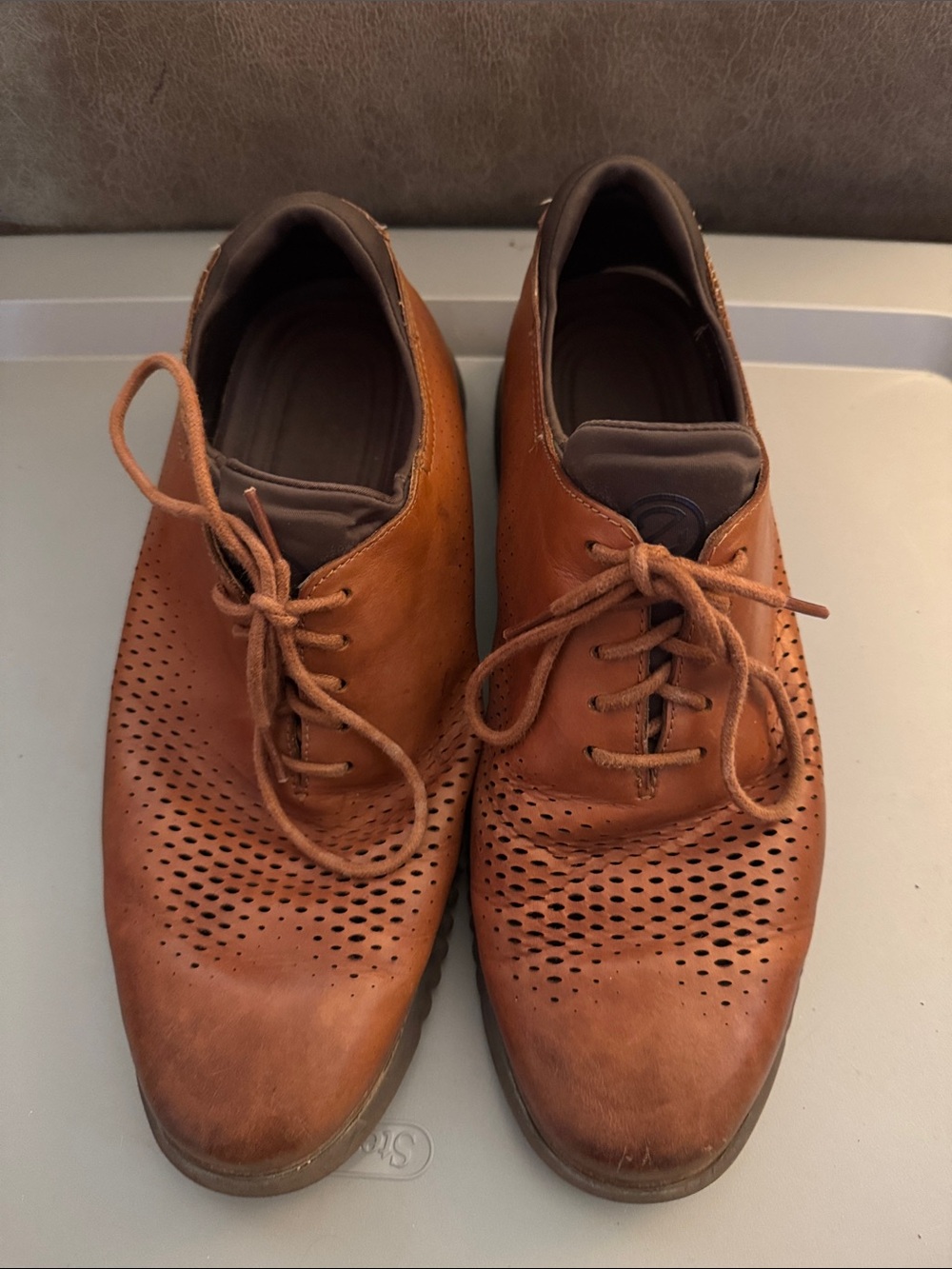 Cole Haan Men's Perforated Leather Lace-Up Oxfords in Tan